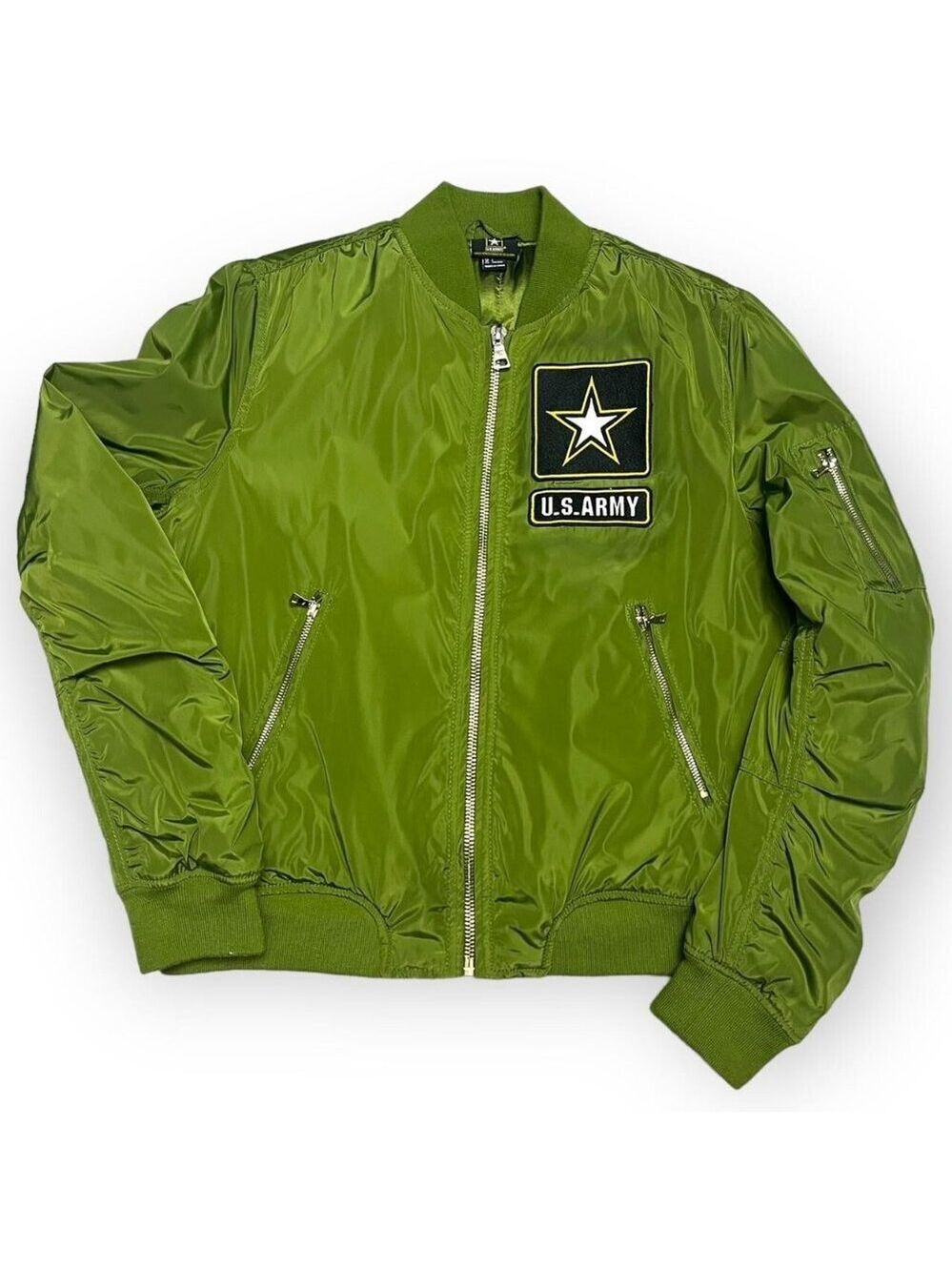 ARMY Green Streetwear Bomber Jacket - Womens Large